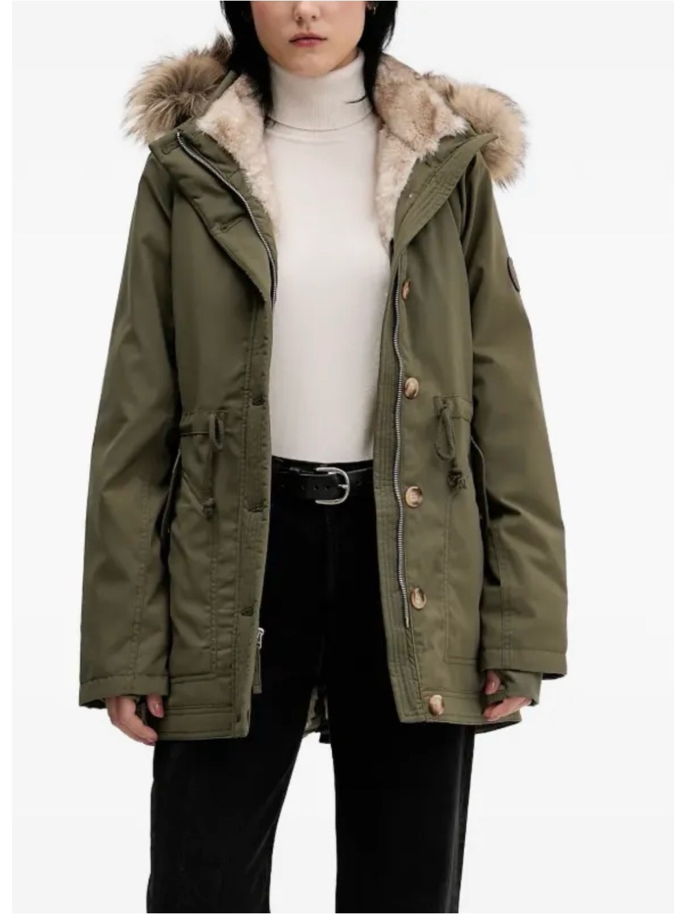 Hollister Women Faux Fur Lined Small Green New